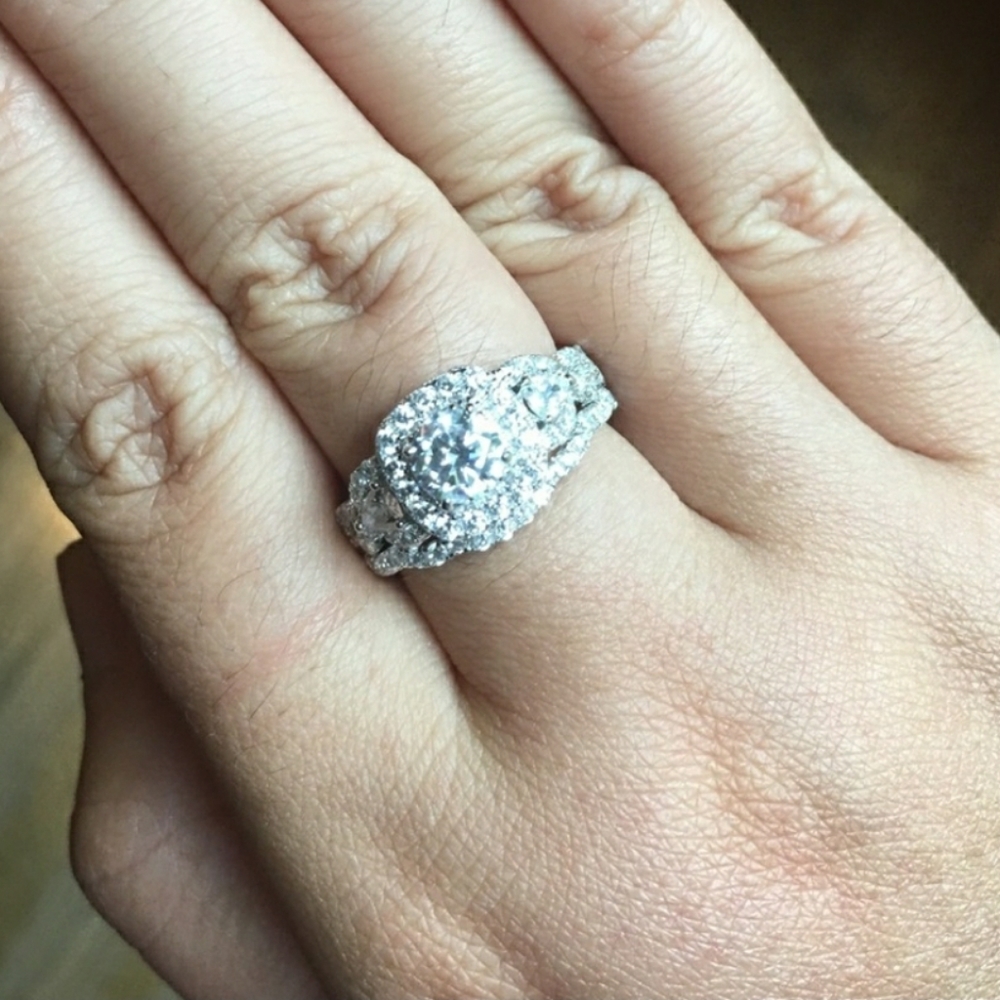 3pcs Stamp 925 Silver Engagement Bridal set - Picture 1 of 5